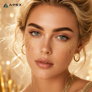 Autocollant de tatouage temporaire métallique doré imperméable pour le corps, le visage, les yeux, bijoux, festival de musique, rave, Halloween, maquillage de fête - Product Image 5