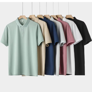 Polo pour homme 100% coton, coupe ajustée décontractée, manches longues, design basique uni à rayures, taille 5XL - Vente en gros directe d'usine - Product Image 1