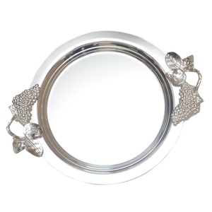 Ensemble de 2 plateaux à dessert en métal de style luxueux avec poignées en métal doré Plateau de service personnalisé pour boire du thé ou du café - Product Image 5