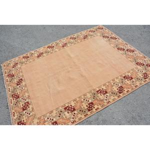 5x6.8 ft Rug, Vintage Turkish Area Rug, <b>Brown</b> <b>Wool</b> Rug - Product Image 2