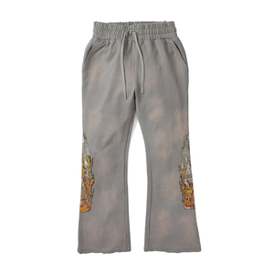 Fashion Wear Hip Hop <b>Baggy</b> Sweatpants Wholesale Customize Distressed Flared Pants <b>Trousers</b> - Product Image 1