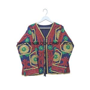 Chaqueta de Invierno para Mujer, Tejida a Mano, de Algodón, con Estampado Floral, Botones, Bordado a Máquina, Largo Regular, Transpirable - Product Image 2