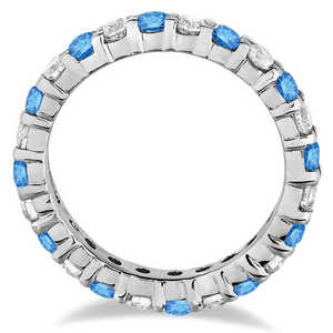 Anillo de Eternidad de Diamantes en Oro Blanco de 14k, Banda de Diamantes Azul y Blanco de Lujo de 1.07ct - Product Image 3