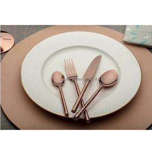 Juego de Cubiertos de Metal elegante Chapado en cobre con mango redondo para hoteles y restaurantes Juegos de cubiertos de mesa para comer alimentos - Product Image 2