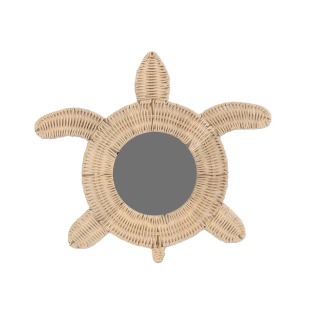 Handwicker natural rattan Coastal Sea Turtle wall mirror mirrors decor wall living room wholesale price from Vietnam