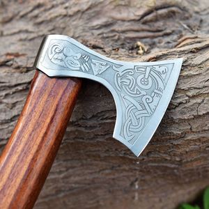 Wholesale Customized Bulk Orders OEM ODM Service Industrial Hand Forged Damascus Steel Viking <b>Axe</b> Outdoor Camping Splitting <b>Wood</b> - Product Image 5