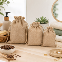 Sacs à cordon en jute à faible MOQ, en fibres naturelles respirantes, pour bijoux, café, échantillons, sacs de rangement, directement de l'usine