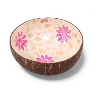 Cuenco de Coco Hecho a Mano con Incrustaciones de Nácar, Cuenco Decorativo Ecológico con Incrustaciones de Concha Natural para Decoración del Hogar - Product Image 1