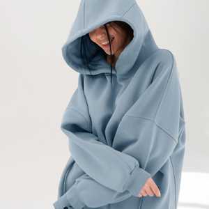 Sudaderas Extra Grandes de Felpa Marrón, Gruesas, Personalizadas, Lisas, Estilo Urbano, con Hombros Caídos y Cordón Ajustable en el Dobladillo - Product Image 5