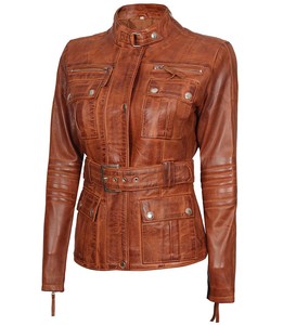 Piel de vaca genuina cuatro bolsillos 100% chaqueta de mujer de cuero real Haus Industries - Product Image 2