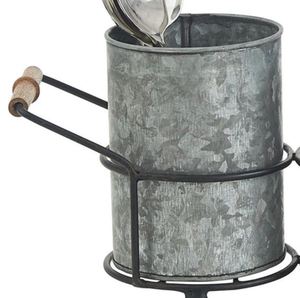 Soporte para cubiertos de utensilios de metal galvanizado de granja Tier 3 con soporte de metal Incluye reposapiés para cucharas y clips para ollas - Product Image 4