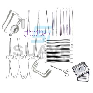 SUAVE SURGICAL INSTRUMENTS Juego de instrumentos vaginales básicos de acero inoxidable quirúrgico, dilatación y curetaje de la mejor calidad - Product Image 1