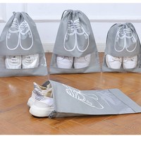 Tas Sepatu Kain Katun Anti Air/Debu Desain Ukuran Khusus Dompet Kantong Vakum Sol Sepatu Transparan PCC ISO9001