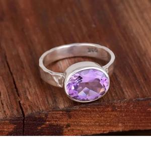 Anillo de amatista natural Anillo de promesa ovalado facetado de plata esterlina - Product Image 3