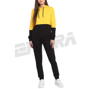 Conjunto de sudadera con capucha y Jogger de moda para mujer con un diseño de bloque de color atrevido, chándal cómodo perfecto para estilo callejero o trajes de viaje - Product Image 1
