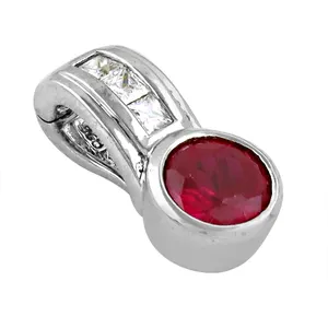 Collier pendentif en argent avec rubis rouge, pierre précieuse, chaîne en or rhodié, tendance, cadeau de mariage ou de fiançailles, avec zircon, diamant, perle - Product Image 1