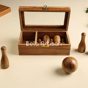 Ensemble de quilles et balles de bowling en bois classique pour jeu de plein air, sport de jardin, jeu de quilles Candlepin, jouet pour jeux de cour - Product Image 4