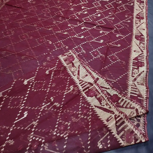 Exclusif Deshi Dhakai Jamdani Sharee Qualité d'exportation pour les femmes JAMDANI FABRIC Bleu VERT Doré Bleu Ciel du Bangladesh - Product Image 1