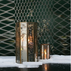 Juego de portavelas de luz T hecho a mano Virtue, 2 soportes de vidrio hexagonales para decoración de balcón para Navidad - Product Image 2