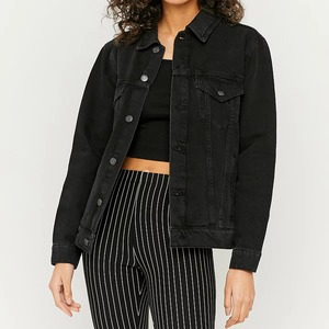 แจ็กเก็ตผ้าแคนวาสผู้หญิงสีดำล้วนมีสไตล์ผ้าฝ้ายระบายอากาศได้ดีโลโก้ด้านหน้า - Product Image 4