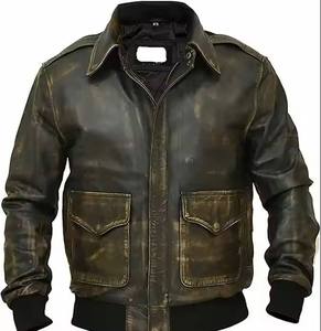 Hot Selling <b>Men</b> Women's Leather <b>Jacket</b> New Fashion Vintage Stand Collar Front Logo Breathable Eco-Friendly Windproof - Product Image 1