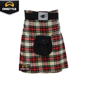 Kilt traditionnel écossais en acrylique solide blanc Stewart pour hommes ONSTYLE SPORTS de haute qualité 0,8 kg - Product Image 1