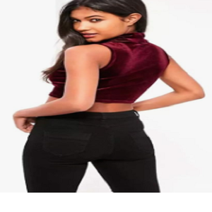 Top corto sin mangas de cuello alto de terciopelo para mujer, blusa elegante, top de terciopelo personalizado de verano para mujer - Product Image 3