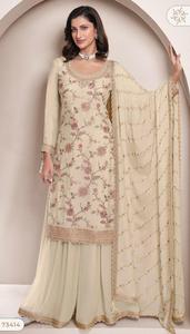 Femmes Filles Premium Chinon Soie Brodée Traditionnelle Sharara Set Dupatta Designer Suit Collection Disponible Prix de Gros - Product Image 4