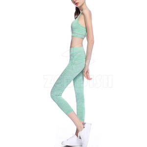 Costume de yoga sans couture, solide et respirant, 3 pièces, vêtements de fitness à taille élastique, haute qualité pour femmes - Product Image 6