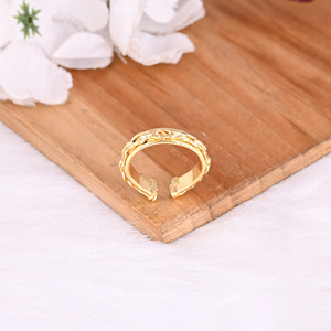 Anneau en laiton simple à la mode, prix de gros, vente chaude, plaqué or, anneaux simples pour femmes, anneau minimaliste réglable, cadeau pour un usage décontracté - Product Image 4