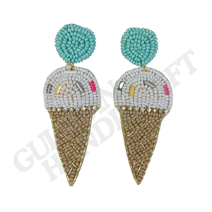 Vente en gros de boucles d'oreilles en perles de qualité supérieure, bijoux artificiels brodés multicolores faits à la main, fond de teint en coton pour femmes - Product Image 3