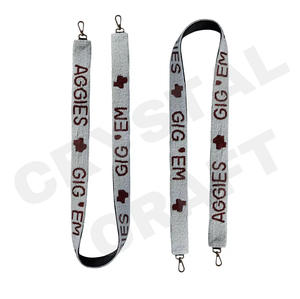 สายกระเป๋าลูกปัดสีแดงสีขาวทองอุปกรณ์เสริมสำหรับกระเป๋า - Product Image 4