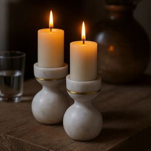 Candelabro de Mármol de Lujo con Anillo de Latón Dorado, Portavelas Decorativo Hecho a Mano para Centros de Mesa de Decoración Moderna para el Hogar - Product Image 2