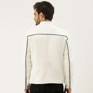 Veste en cuir de vache pour homme, coupe contemporaine, hiver, toile imperméable, design moderne sur mesure, doublure en coton, style moto et motard - Product Image 2