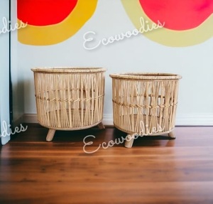 Maceta de jardín más vendida, macetas de mimbre hechas a mano de bambú, macetas para interiores y exteriores, macetas para jardín, Juego de 2 - Product Image 4