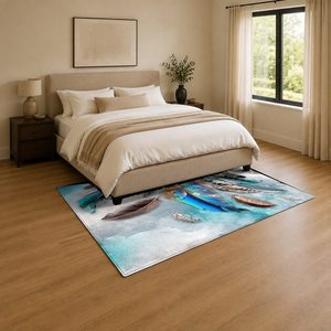 Tapis de salon en chenille antidérapant, motif neutre multicolore imprimé numériquement, lavable en machine, vente en gros - RUGS DEPOT LXDP-0540 - Product Image 3