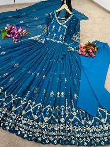 Vestido de trabajo de secuencia de bordado pesado con apariencia de fiesta de diseñador de nueva moda personalizado y parte inferior con conjunto Dupatta para mujer - Product Image 2