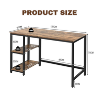 Bureau d'ordinateur industriel Sukavina avec étagères de rangement réglables et surface en bois pour poste de travail à domicile