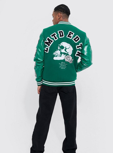 Varsity Jacket Veste universitaire personnalisée en laine et cuir véritable pour hommes Couleur et design personnalisés Veste universitaire respirante - Product Image 4