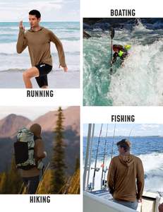 Brown Solid Color Autumn Bodybuilding <b>Workout</b> <b>Hoodies</b> Long Sleeve Regular Fit Thumb Hole Eco-Friendly Gym - Product Image 6