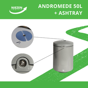 ANDROMEDE 50L Muebles urbanos de aluminio fundido Cubo de basura Cenicero Diseño triangular básico Estructura incorporada para recolección de basura - Product Image 2