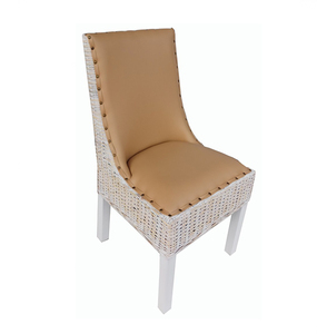 Silla de comedor LoomSeat Cojín de cuero de color lavado de ratán natural Suprime - Product Image 4