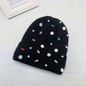 High Quality Custom <b>Winter</b> <b>Hats</b> <b>for</b> <b>Women</b> Knitted Beanies Cap Logo Wholesale Colorful Crystal Rhinestone Acrylic Beanie <b>Hats</b> - Product Image 1