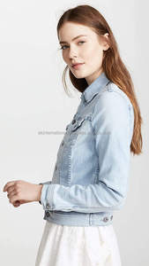 Chaqueta Vaquera de Moda para Mujer, Estilo Universitario Vintage, Tallas Grandes XXS, 100% Algodón Ecológico, Reversible, Venta al Por Mayor - Product Image 3