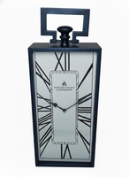 Reloj de Pared Analógico Grande Vintage con Esfera Azul, Marco de Metal Dorado y Latón, Funciona con Batería de Cuarzo, Decoración para el Hogar, Estilo Retro de Mediados de Siglo, para Bodas
