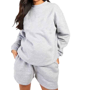 Ensemble 2 pièces 100% coton léger surdimensionné de style Streetwear pour femmes avec impression de logo personnalisé motif solide OEM disponible - Product Image 1