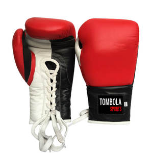 Gants de boxe Pro Meilleure vente de cuir de combat mélangé avec lacets couleur personnalisée 8oz 10oz 12oz 14oz 16oz vente en gros OEM personnalisé - Product Image 2