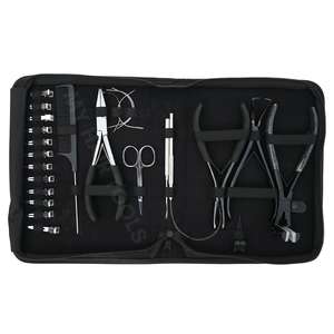 Salon Hair <b>Extension</b> Tools Kit with 2-Hole Micro <b>Bead</b> Crimper Tape in Plier Microlink Removal Hook Loop Duckbill Clips & Needles - Product Image 5