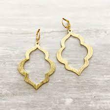 ต่างหูทองเหลืองขัดเงาแฟชั่นต่างหูชุบทองหลายรูปทรงสวยงามต่างหูอัญมณีทำด้วยมือหัตถกรรมขายดี - Product Image 2