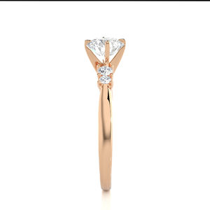 Bague de fiançailles solitaire en diamant Moissanite à 5 pierres Bague en diamant de laboratoire en or rose 14 carats - Product Image 3